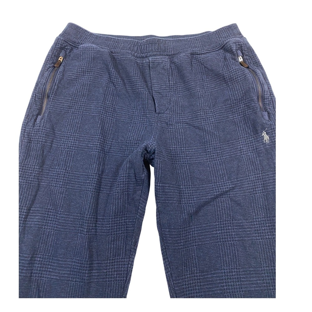 Polo Ralph Lauren Men Plaid Houndstooth Joggers Zip Ankles Size L Blue